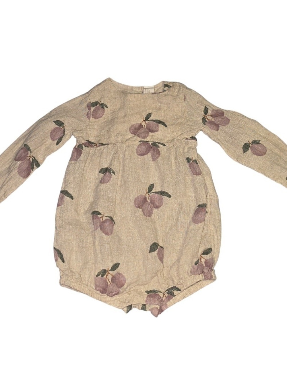 H&M Girl's Romper Long Sleeve Beige Linen Size 2T